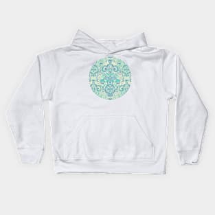 Botanical Geometry - nature pattern in blue, mint green & cream Kids Hoodie